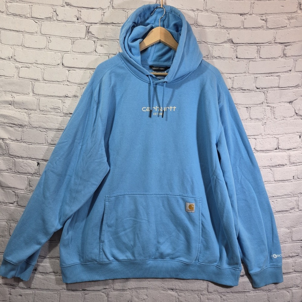 Carhartt  ADULT 2XL Loose Fit Outdoor HOODIE Sweatshirt Pale Blue Carhartt Force